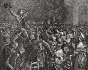 Camille Desmoulins speaking at the Palais Royal, 12 July 1789, engraved by Pierre Gabriel Berthault by French School